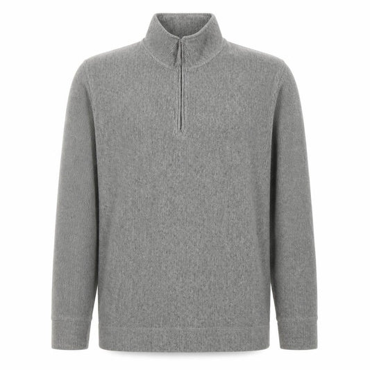 Lee Cooper Men's Grey 1/4 Zip Mock Neck Knit Sweatshirt Size M