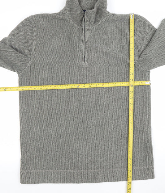 Lee Cooper Men's Grey 1/4 Zip Mock Neck Knit Sweatshirt Size M