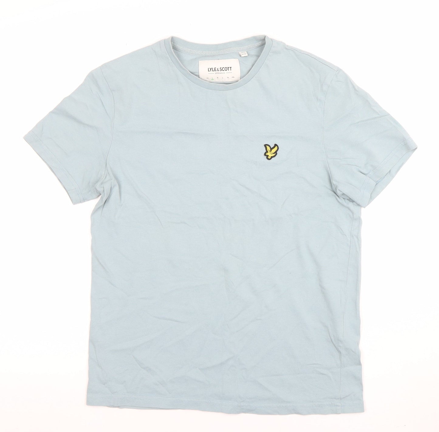 Lyle & Scott Organic Blue Cotton Men's M Crew Neck Short Sleeve T-Shirt