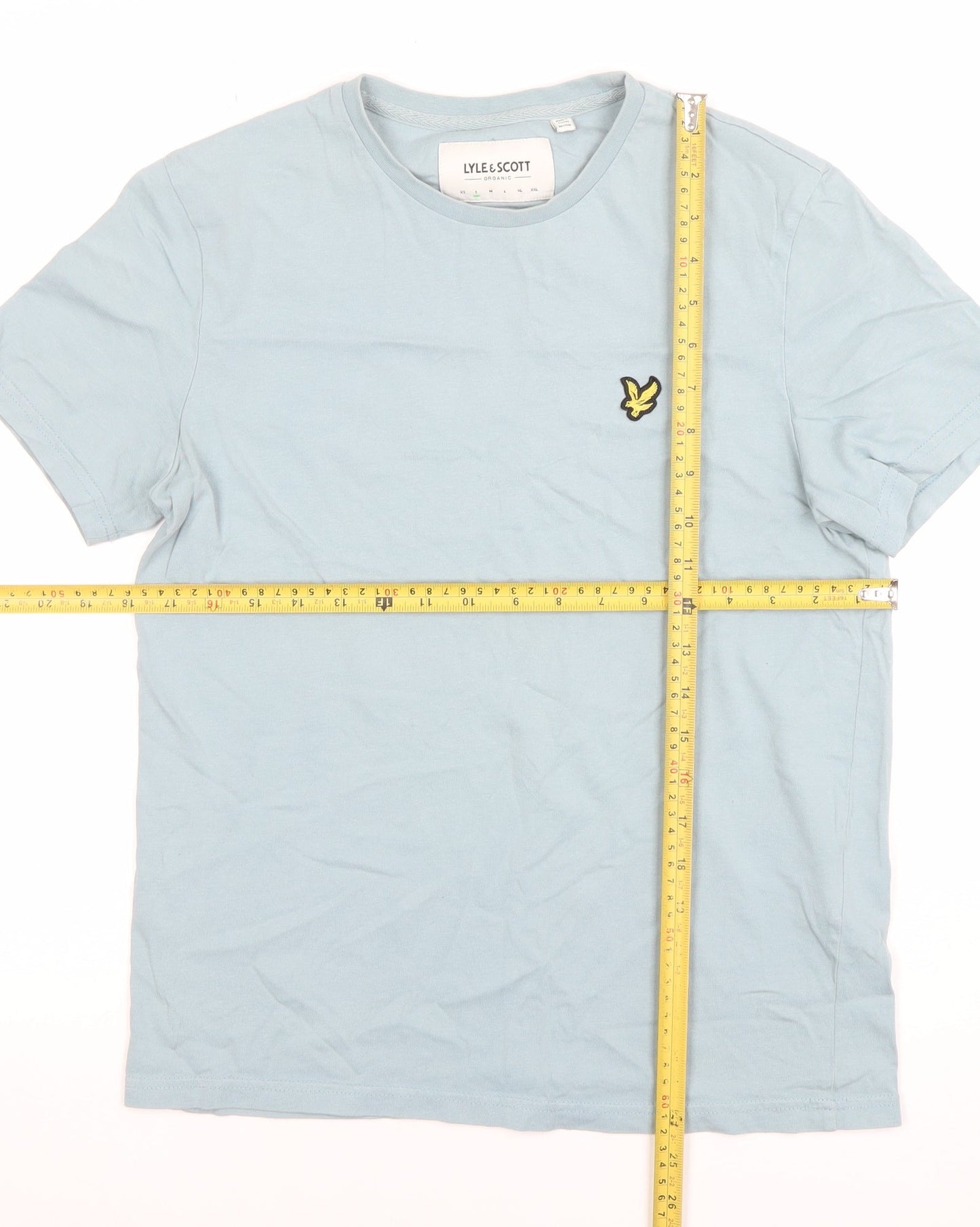 Lyle & Scott Organic Blue Cotton Men's M Crew Neck Short Sleeve T-Shirt
