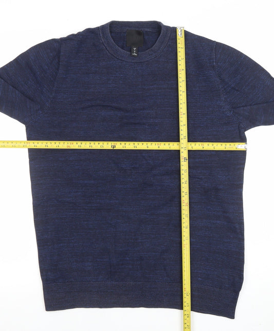 H&M Men's Blue Cotton Crew Neck Long Sleeve Jumper Size M