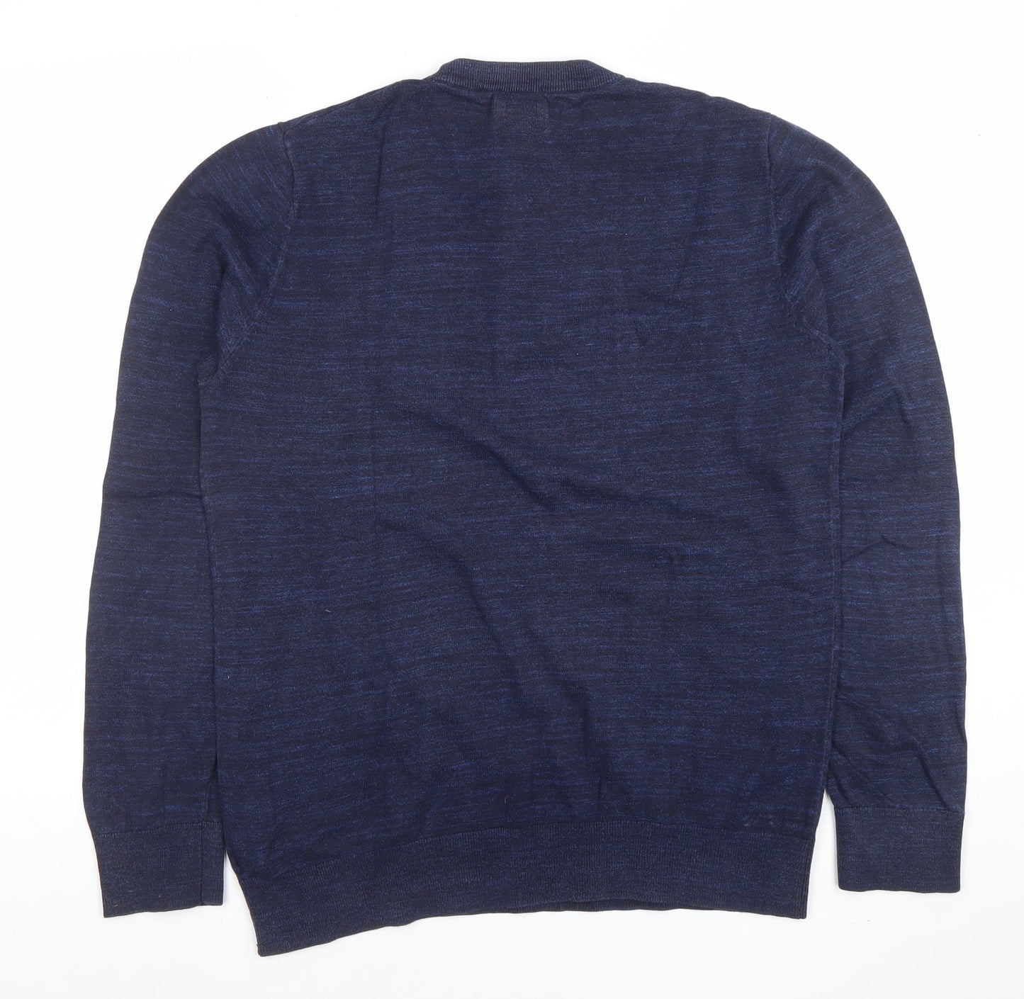 H&M Men's Blue Cotton Crew Neck Long Sleeve Jumper Size M