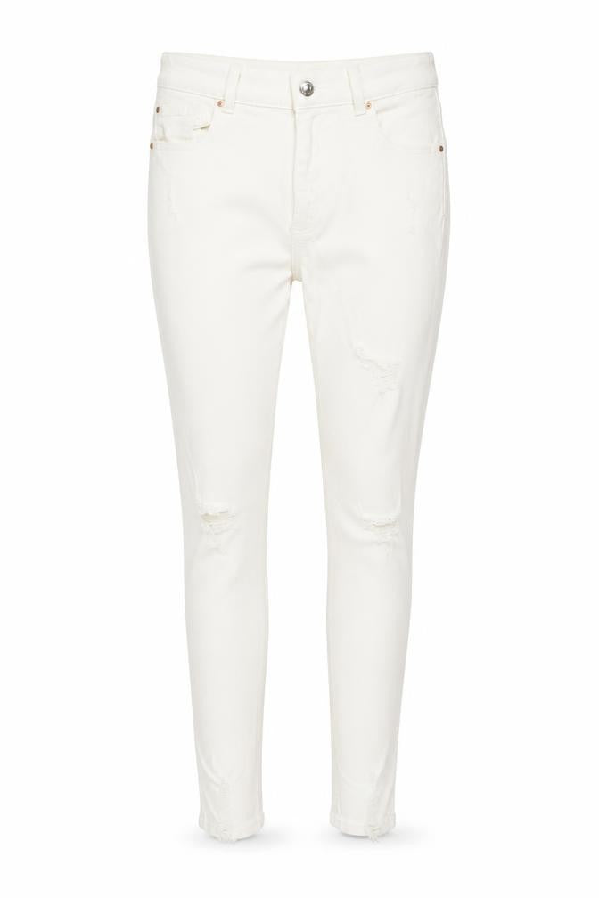 Front view of Denim Co Women's White, size 14, Skinny Distressed Jeans