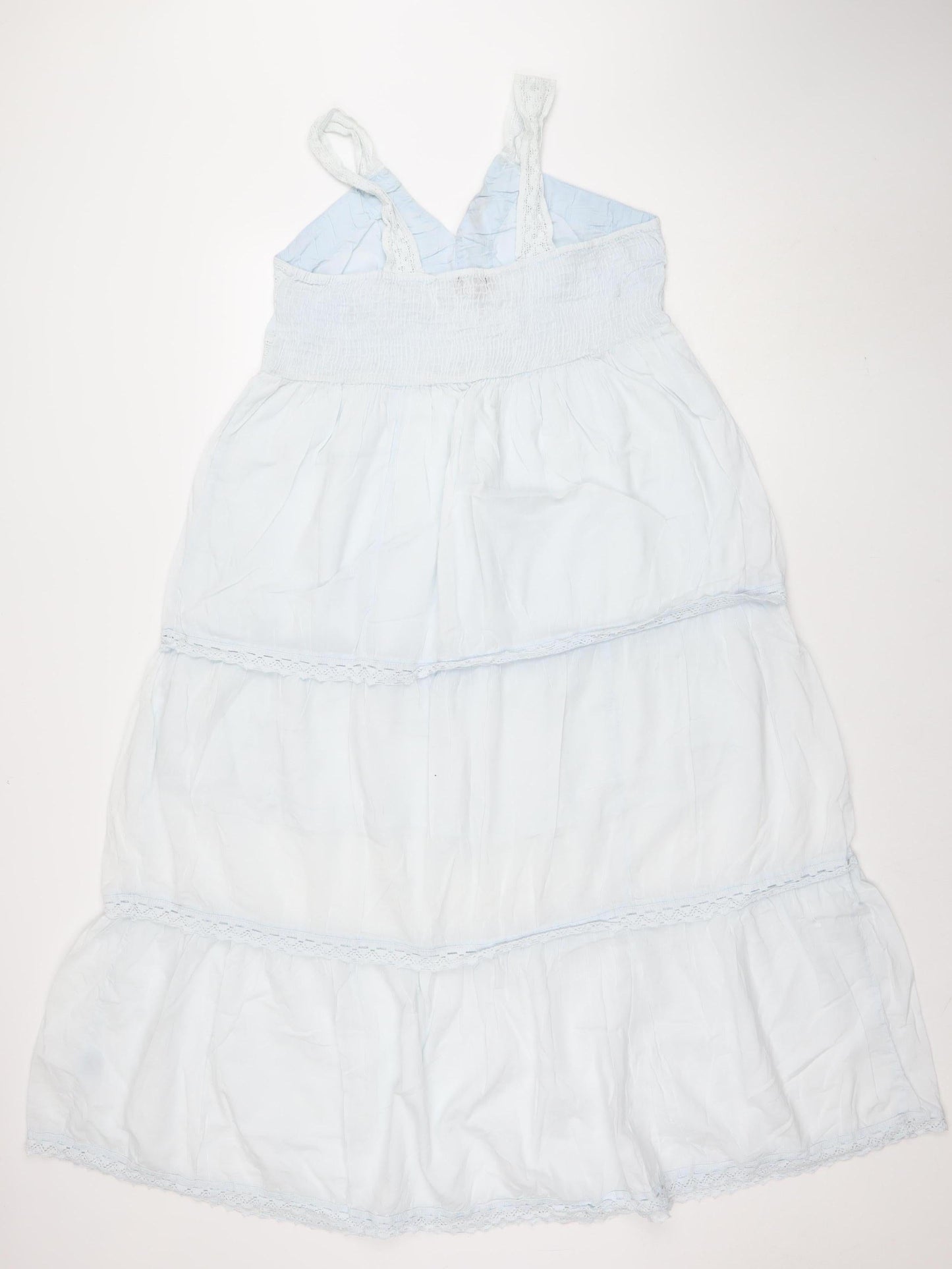 chémistry Women's Blue Cotton A-Line Sleeveless Dress Size 14