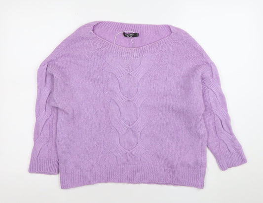 Zabaione Women Lilac Cable-Knit Pullover Jumper S/M Acrylic Blend