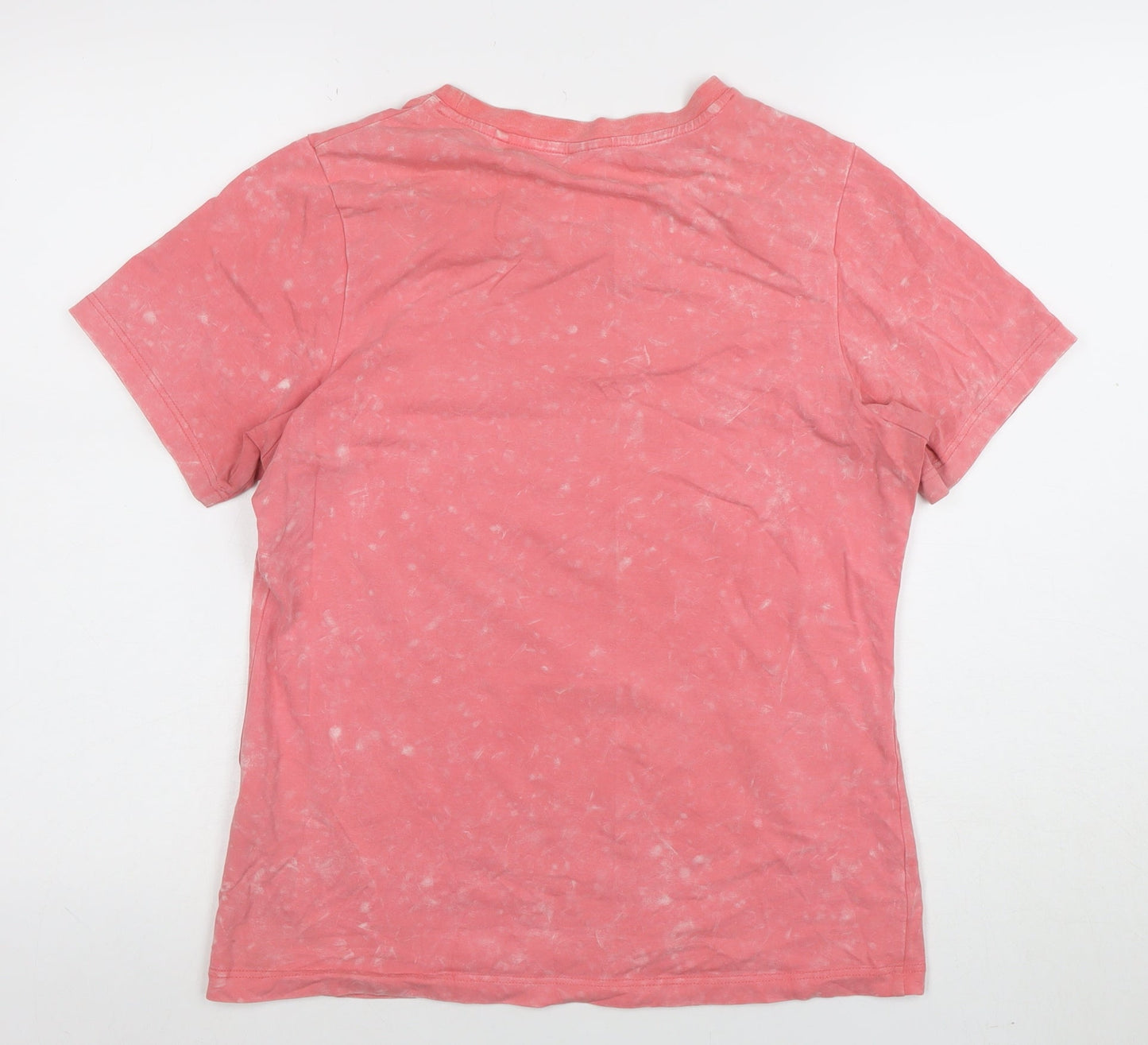 Diesel Womens Pink Acid Wash Short Sleeve Cotton T-Shirt M