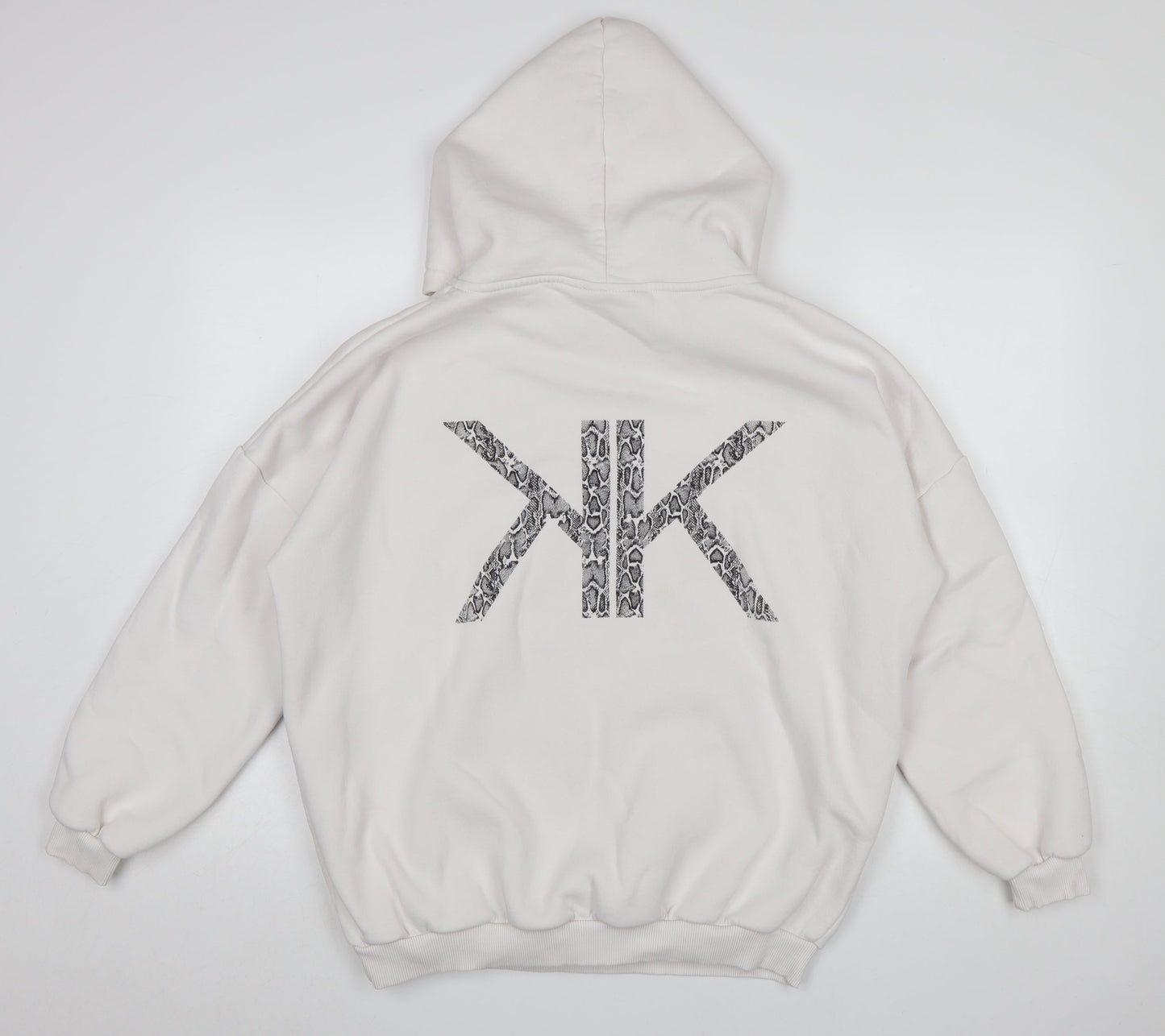 Kendall + Kylie Women White Pullover Hoodie Small Snake Logo Cotton Blend