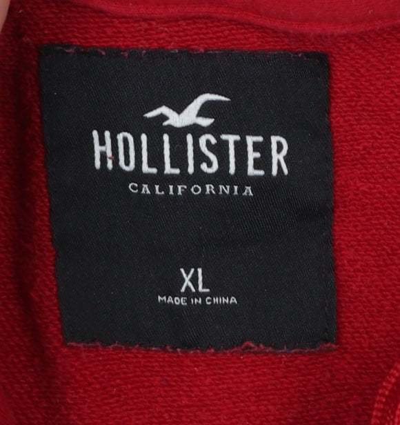 Hollister Men’s Red Pullover Hoodie XL Logo Graphic Sweatshirt