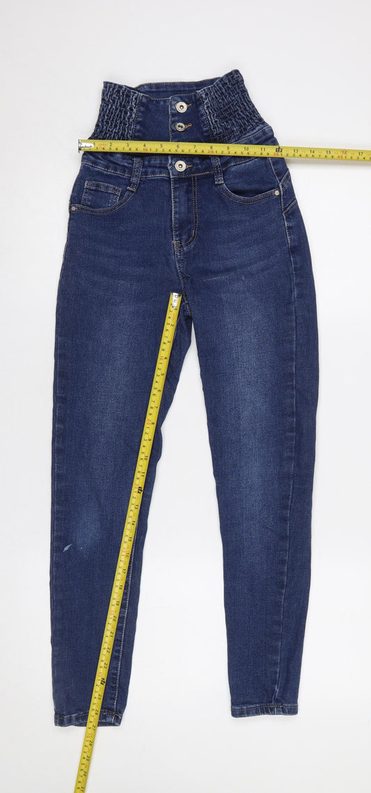 Miss Bon Women's Blue High-Waisted Skinny Jeans S