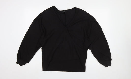New Look Women’s Black Wrap Jersey Long Sleeve Blouse Size M