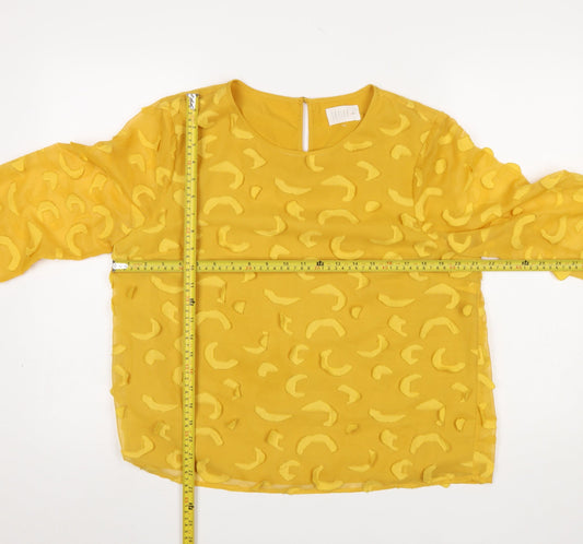 Savida Women Yellow Textured Long Sleeve Tunic Blouse XL