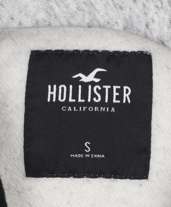 Hollister Mens Grey Pullover Hoodie S Regular Fit Logo Fleece