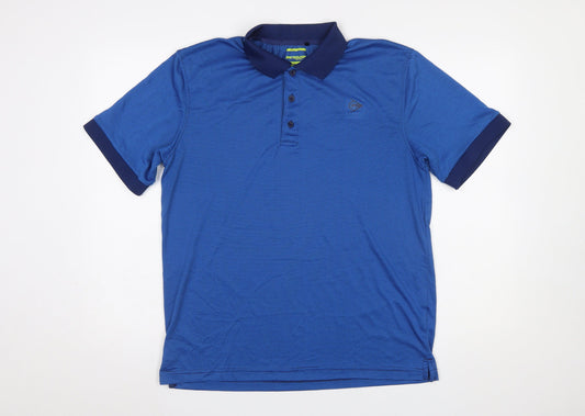 Dunlop Men's Blue Striped Polo Shirt L Regular Fit Sports Top