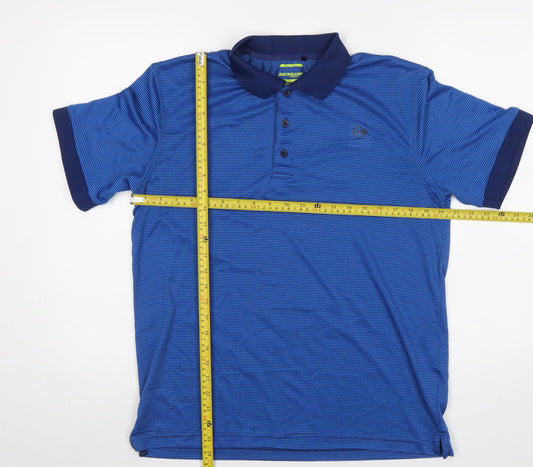 Dunlop Men's Blue Striped Polo Shirt L Regular Fit Sports Top