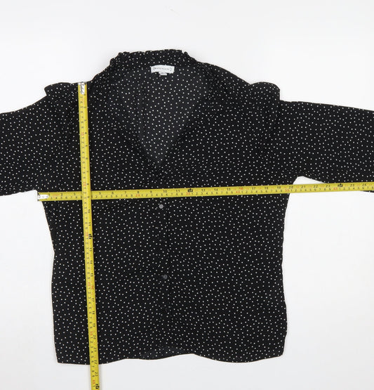 Warehouse Women Black Polka Dot Button-Up Blouse Size 12