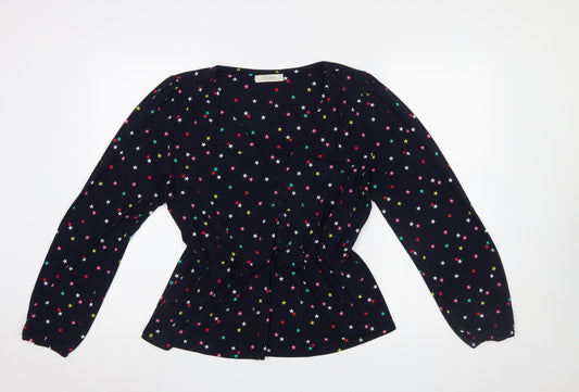Oasis Women's Multicoloured Star Wrap Blouse Top Size L