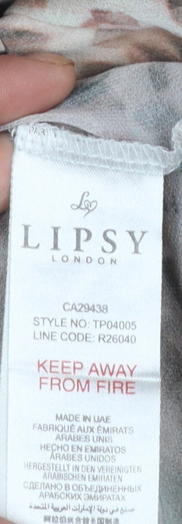 Lipsy Women’s Multicoloured Animal Print Chiffon Blouse UK 8