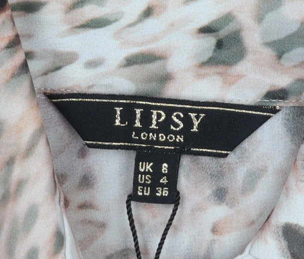 Lipsy Women’s Multicoloured Animal Print Chiffon Blouse UK 8