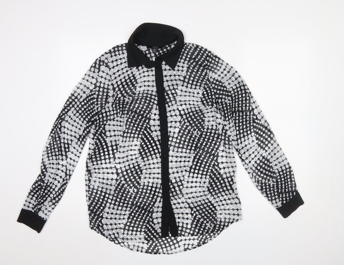 Next Women’s Black & White Polka Dot Sheer Long Sleeve Blouse UK 8