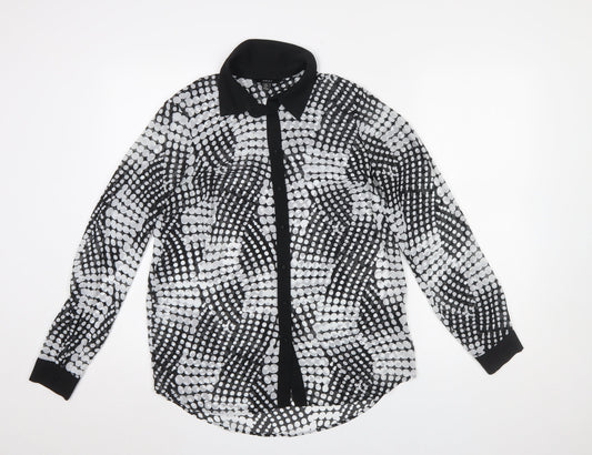 Next Women’s Black & White Polka Dot Sheer Long Sleeve Blouse UK 8
