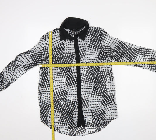Next Women’s Black & White Polka Dot Sheer Long Sleeve Blouse UK 8