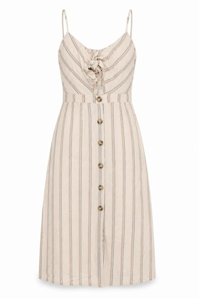 Mimi Chica Women’s Beige Striped Midi Slip Dress Size S