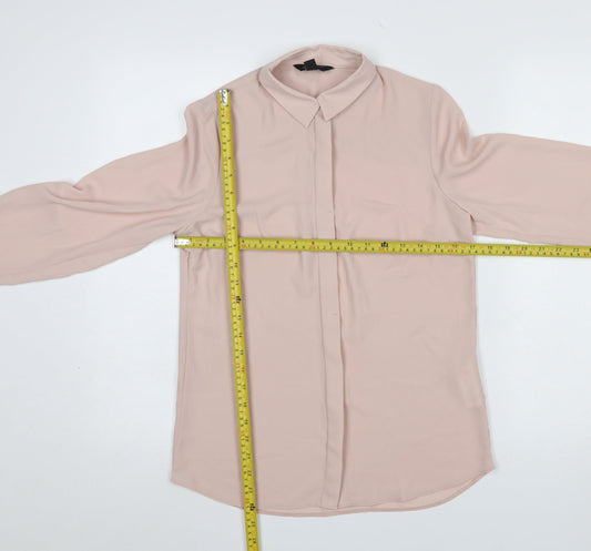 New Look Women Beige Long Sleeve Collared Basic Blouse Size 6