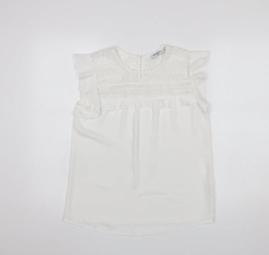Akoz De Toi Paris Women's White Lace Ruffle Sleeveless Blouse Size S