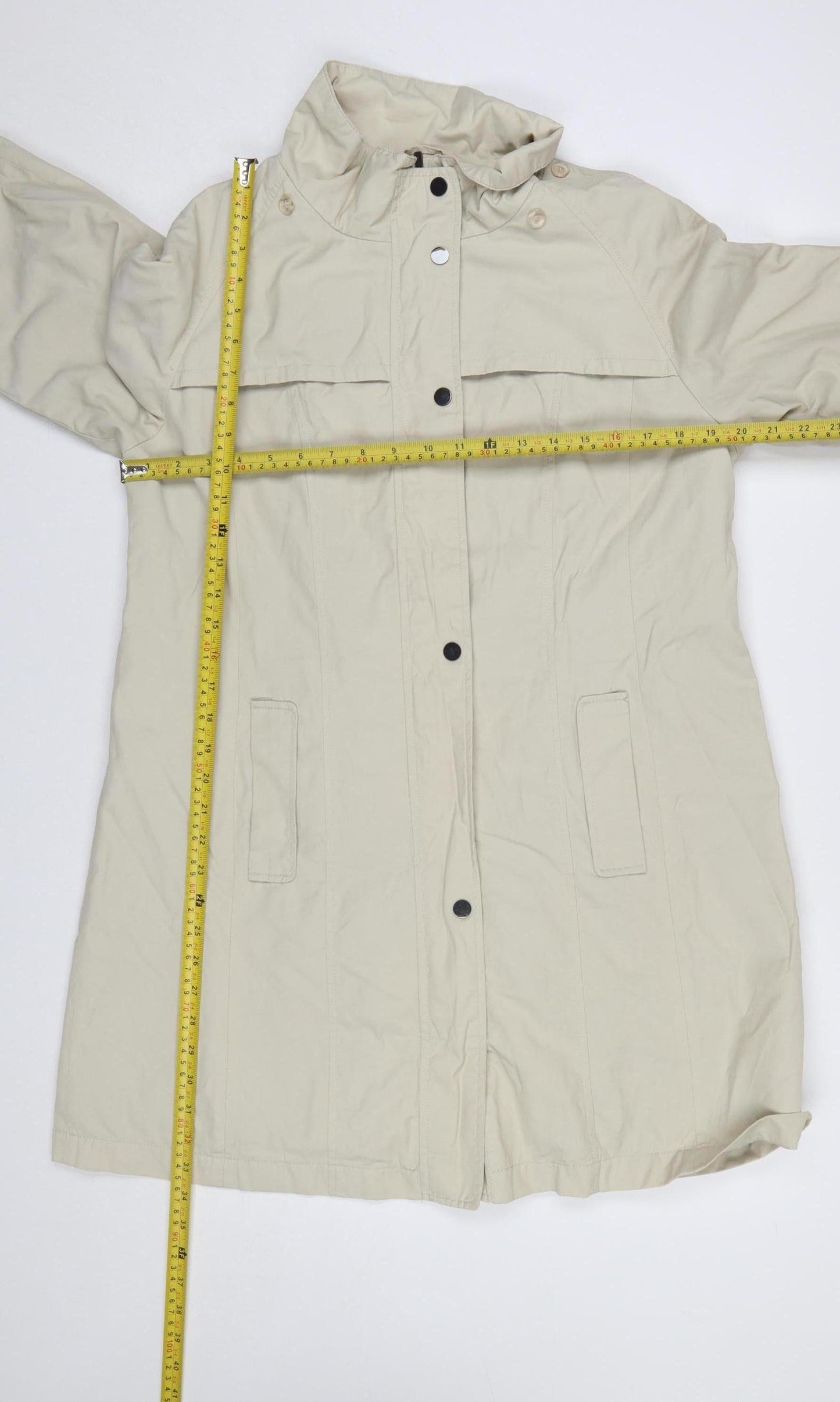 David Barry Women’s Beige Mid-Length Rain Coat Size 16