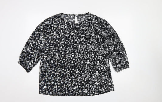 Bonmarché Women’s Black Polka Dot 3/4 Sleeve Viscose Blouse Size 12