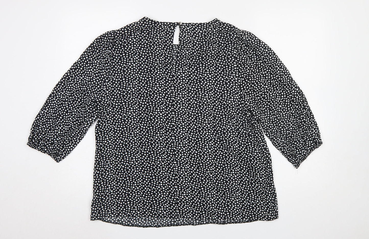 Bonmarché Women’s Black Polka Dot 3/4 Sleeve Viscose Blouse Size 12