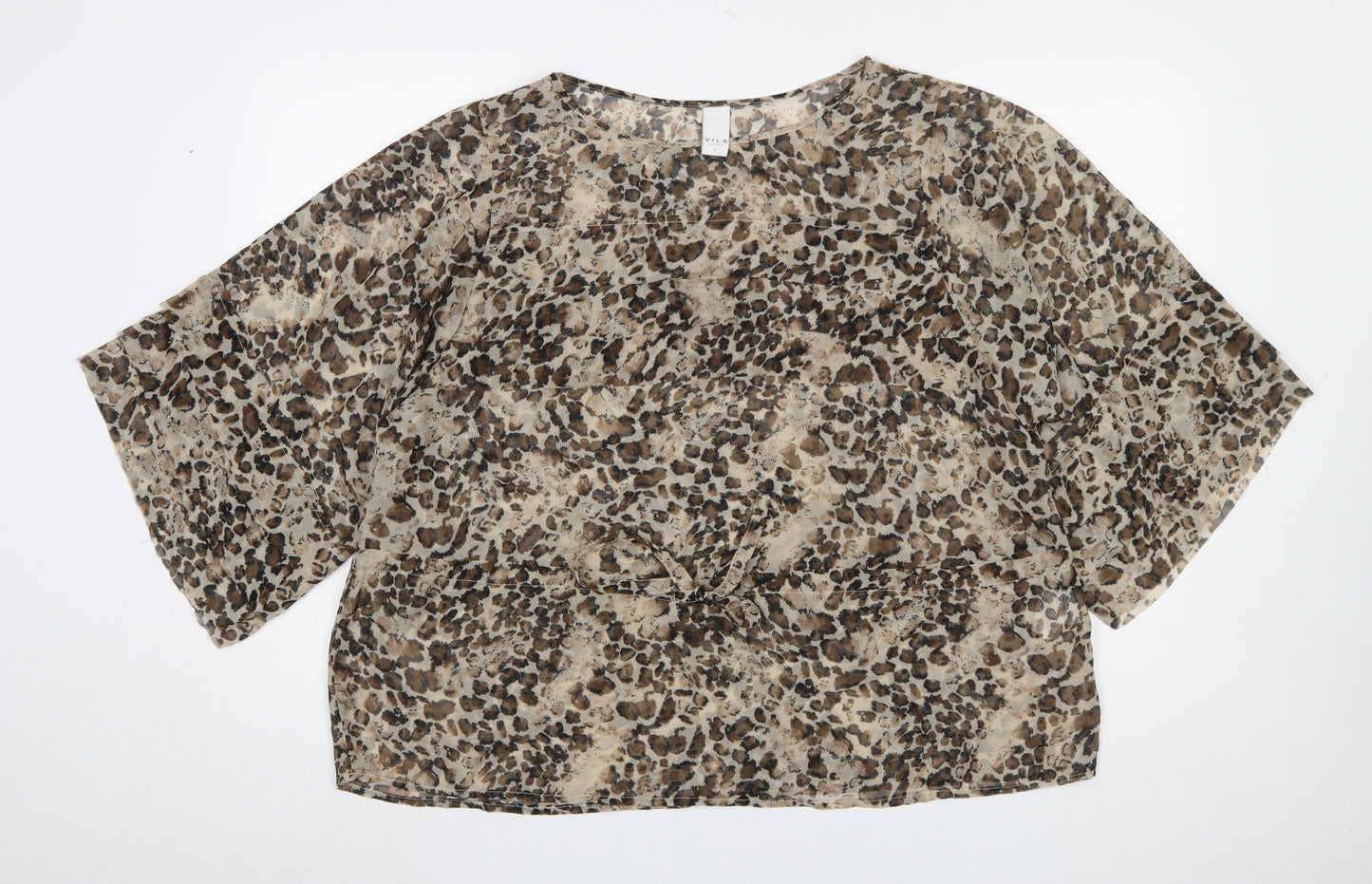 Vila Women’s Brown Animal Print Kimono Blouse Size L