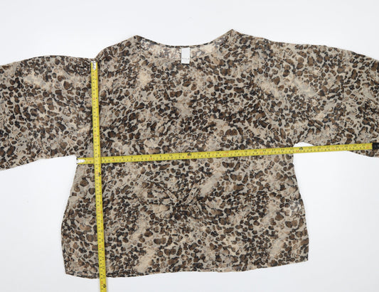 Vila Women’s Brown Animal Print Kimono Blouse Size L