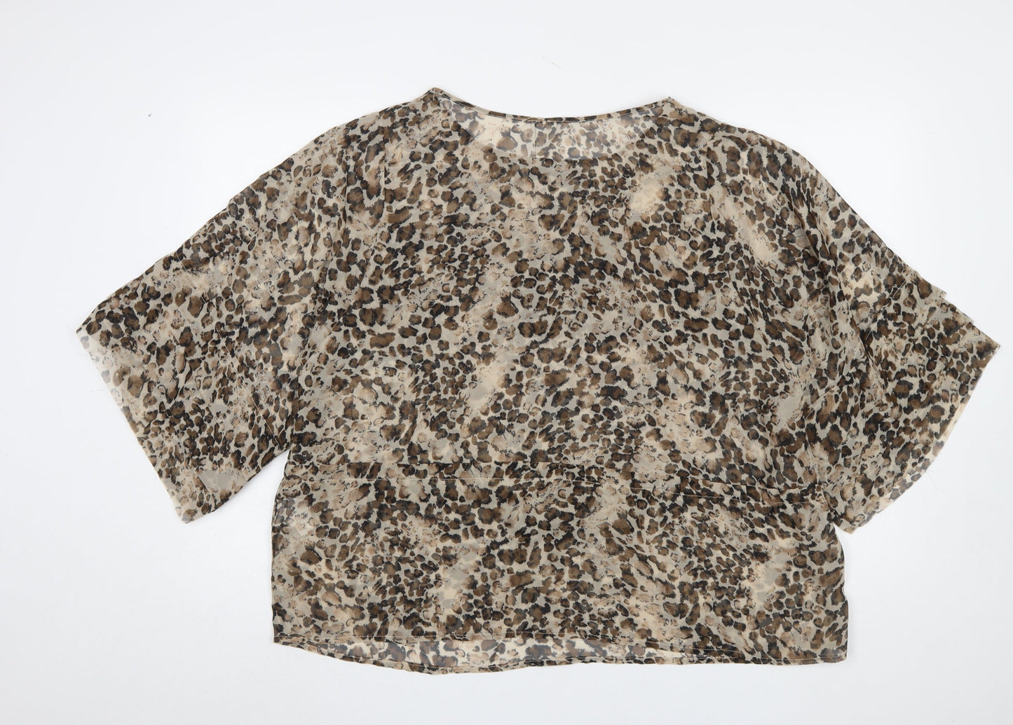 Vila Women’s Brown Animal Print Kimono Blouse Size L