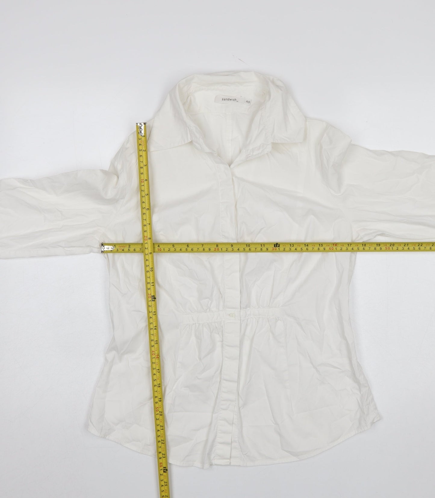 Sandwich Women White Button-Up Blouse Size 12 Cotton Blend