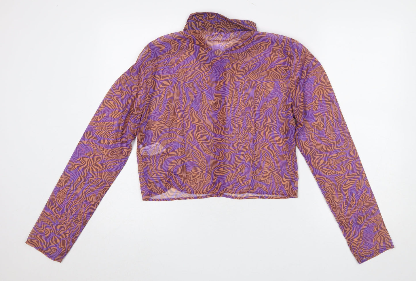 Pull&Bear Women's Multicoloured Cropped Button-Up Shirt Size 14
