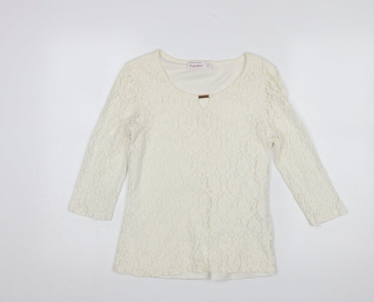 Dunnes Stores Signature Women Ivory Lace 3/4 Sleeve Blouse UK 8