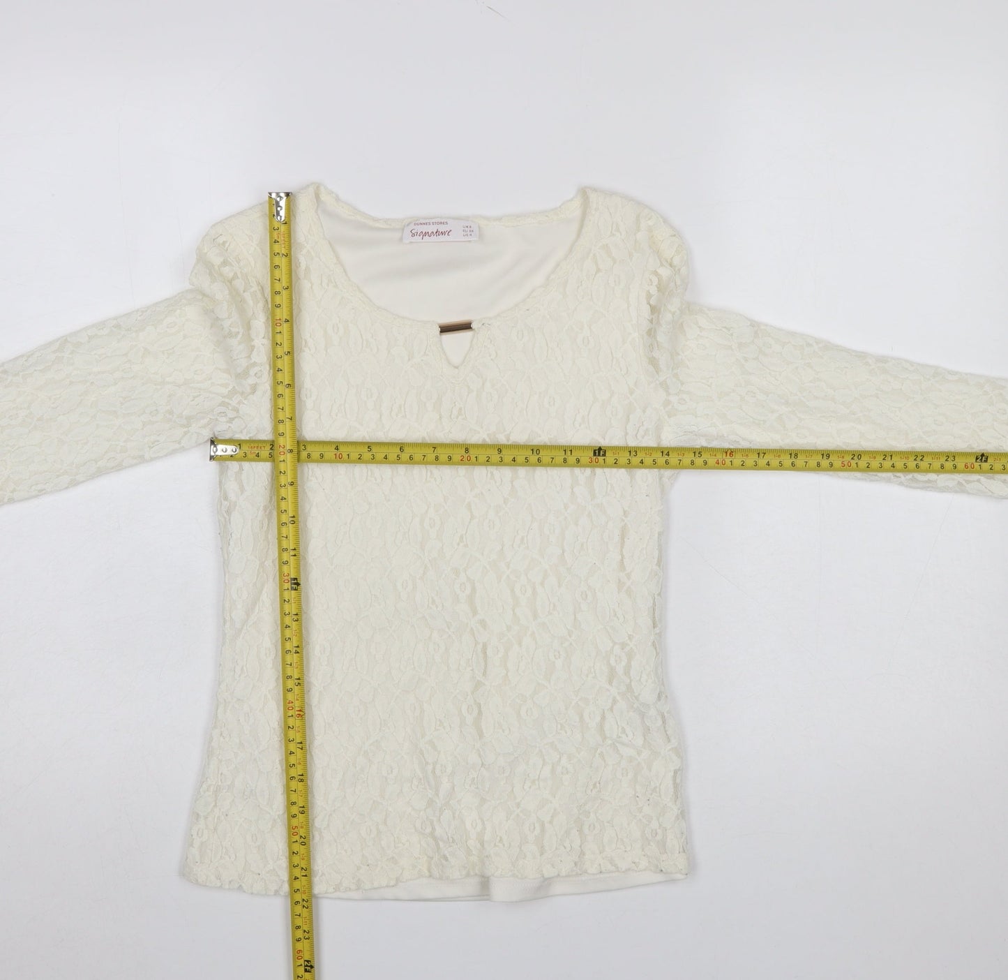Dunnes Stores Signature Women Ivory Lace 3/4 Sleeve Blouse UK 8