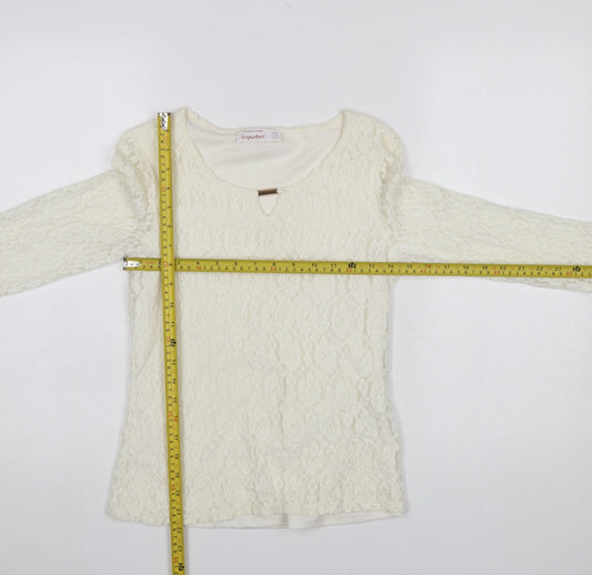 Dunnes Stores Signature Women Ivory Lace 3/4 Sleeve Blouse UK 8