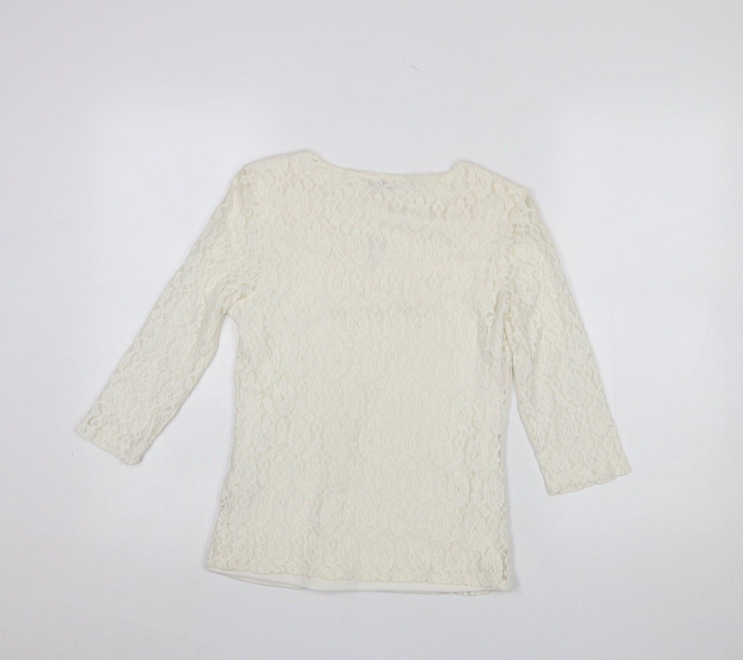 Dunnes Stores Signature Women Ivory Lace 3/4 Sleeve Blouse UK 8