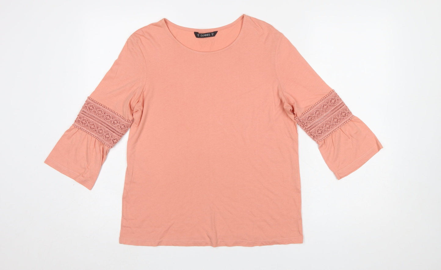 Dunnes Women’s Pink Crochet Bell Sleeve Tunic T-Shirt Size 10