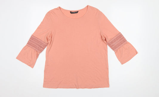 Dunnes Women’s Pink Crochet Bell Sleeve Tunic T-Shirt Size 10