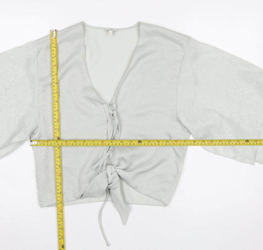 River Island Women Grey Wrap Kimono Blouse Size 8 Polyester