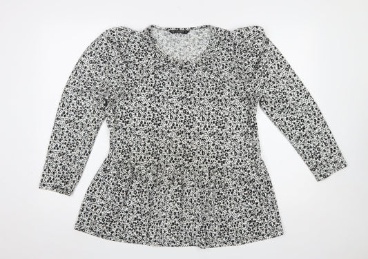Dunnes Stores Women’s Black Floral Long Sleeve Tunic Blouse Size 12
