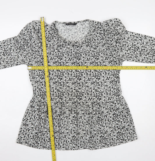 Dunnes Stores Women’s Black Floral Long Sleeve Tunic Blouse Size 12