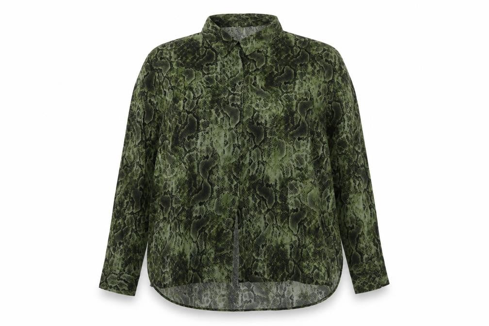 MNG Women’s Green Animal Print Button-Up Shirt Size 14