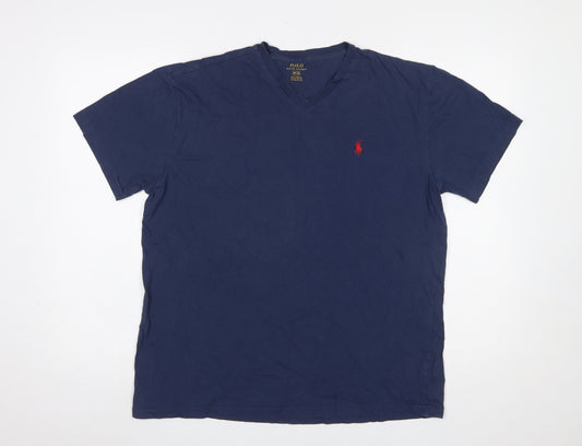 Ralph Lauren Men's Blue Cotton V-Neck Short Sleeve T-Shirt M