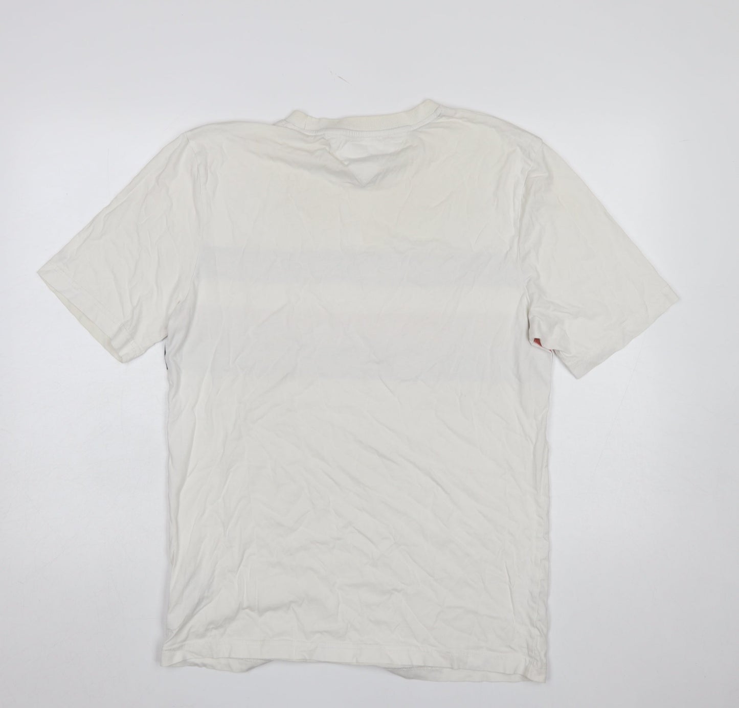 Tommy Hilfiger Men's White Striped Organic Cotton T-Shirt Size L