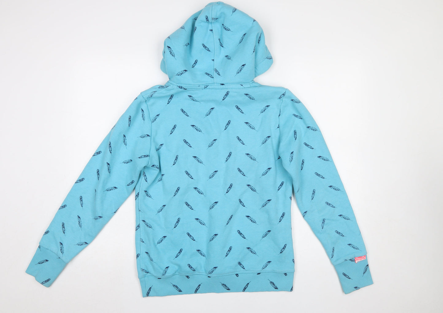 Superdry Women's Blue Feather Print Pullover Hoodie Size L