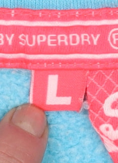 Superdry Women's Blue Feather Print Pullover Hoodie Size L